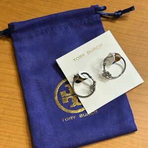 Tory Burch Small Eleanor Silver Hoop Earrings